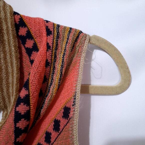 BLUE RAIN Drapey Cardigan Duster Wm S Sleeveless Stripe Knit Vest Boho Aztec - Picture 7 of 9